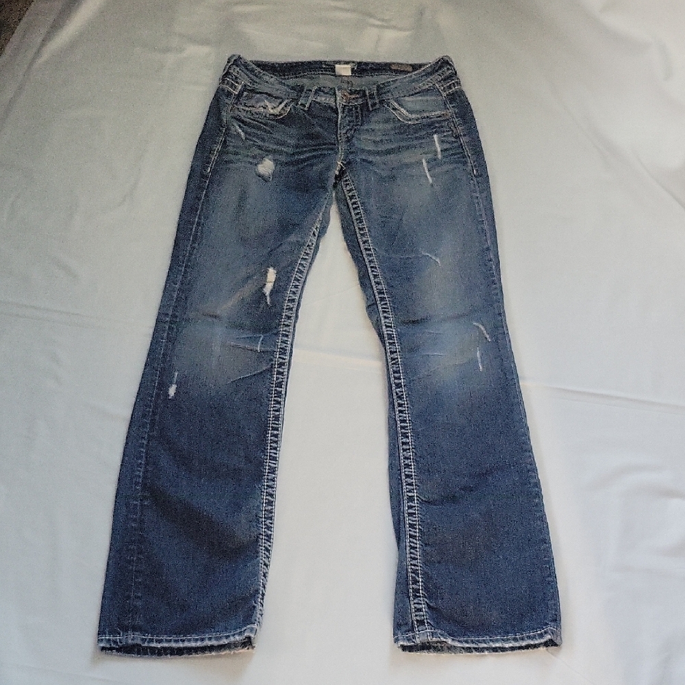 Women's Blue Distressed Jeans